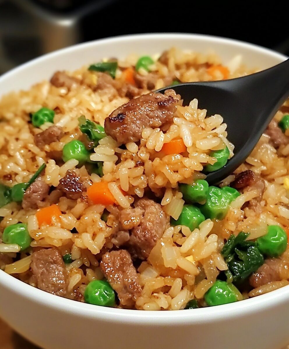 Savory Onion Beef Fried Rice Recipe - all moms recipes