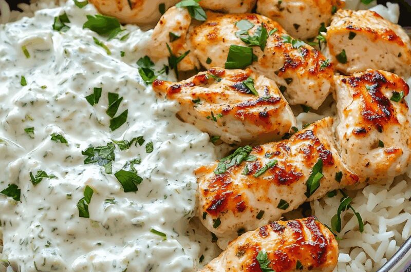 Homemade Dump-and-Bake Chicken Tzatziki with Rice