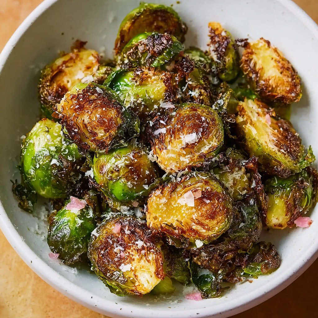Easy air fryer Brussels sprouts the whole family loves including picky eaters with simple seasoning