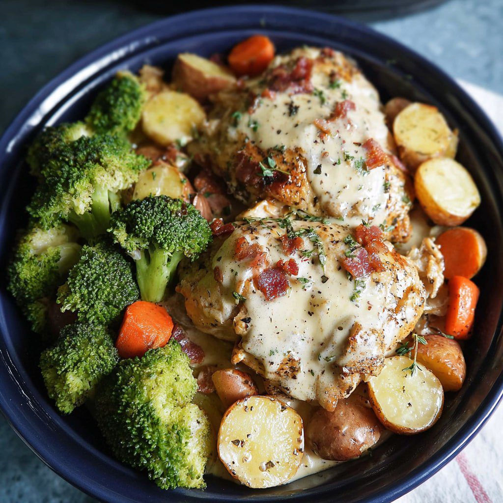 Slow Cooker Creamy Garlic Chicken and Veggies - photo 1
